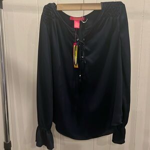 Catherine Malandrino Navy Tie Up Blouse // S